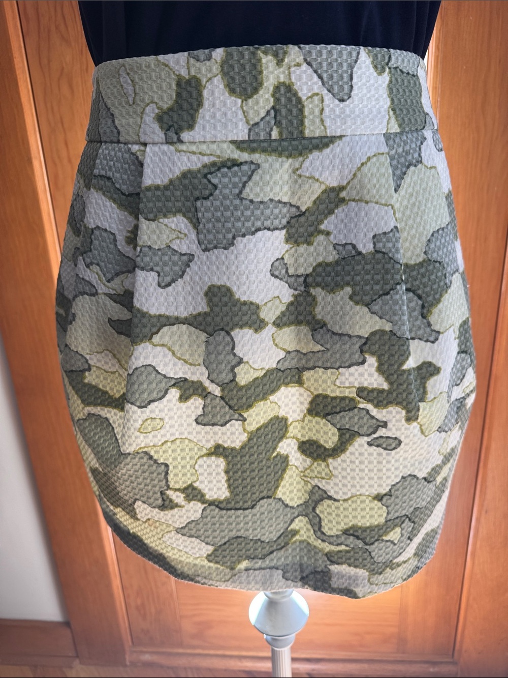 Textured Camo Mini Skirt, Size 4